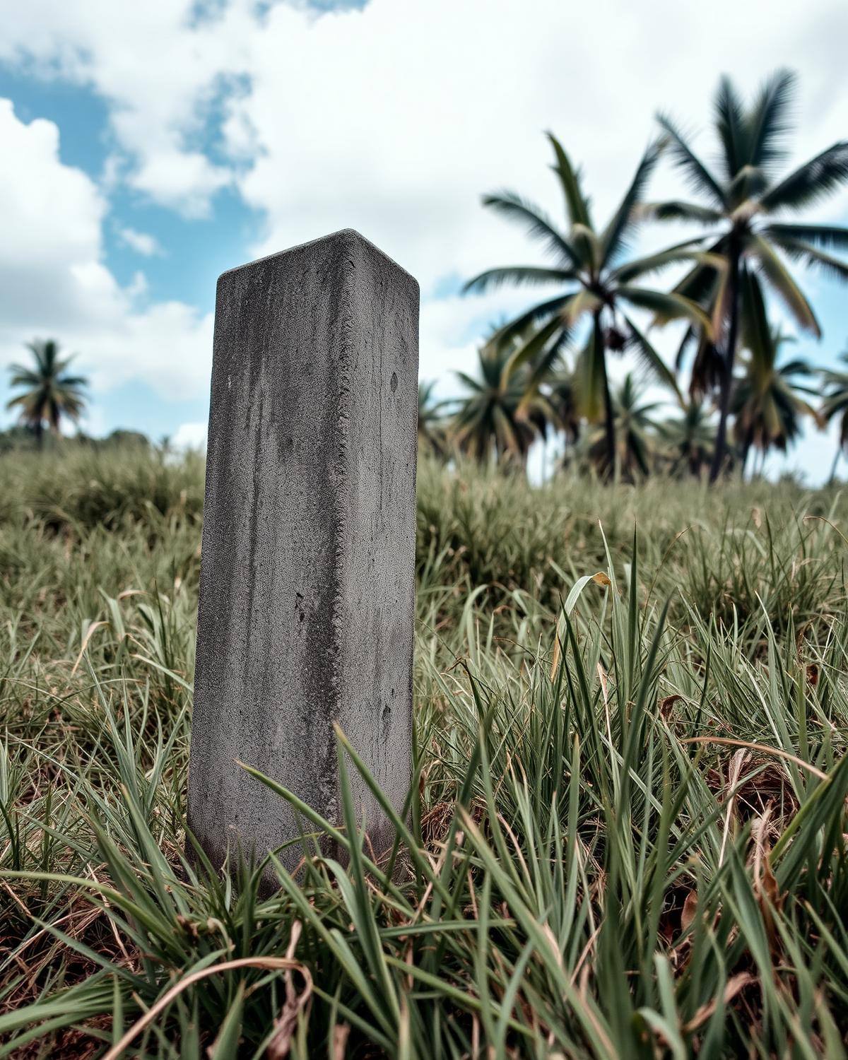 Mojón de concreto delimitando el lindero de una finca